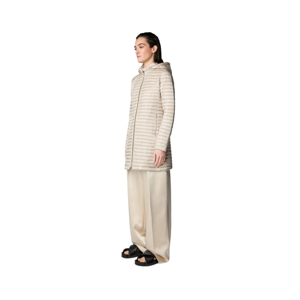 Save The Duck Stijlvolle Puffer en Parka Jas Beige Dames