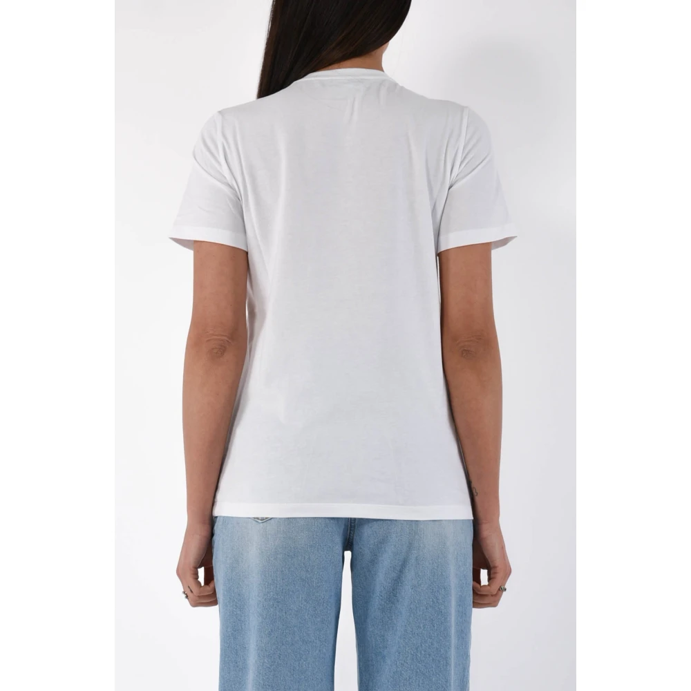 Elisabetta Franchi Geborduurd logo jersey T-shirt met strass White Dames