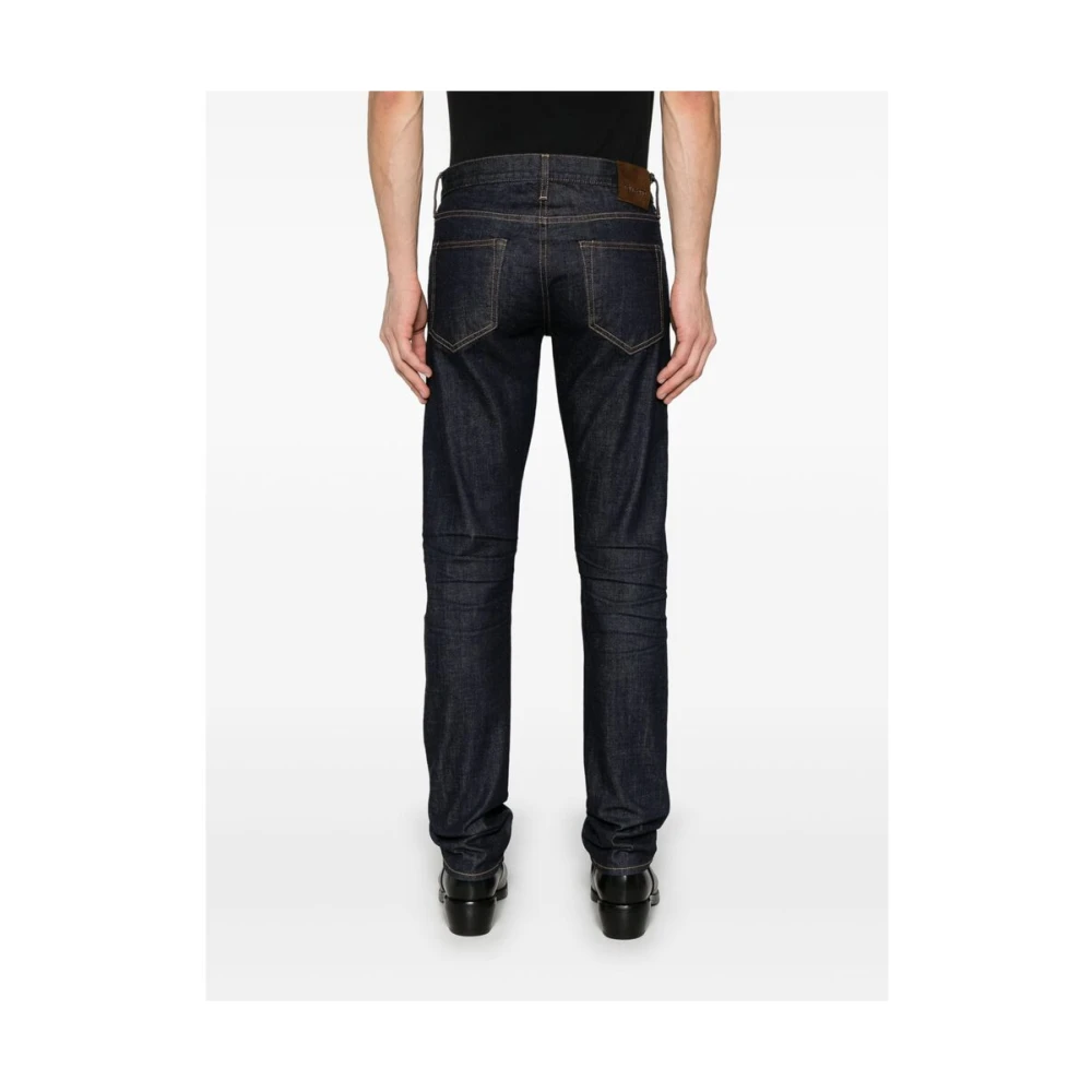 Tom Ford Indigo Blauwe Klassieke Knoopsluiting Jeans Blue Heren