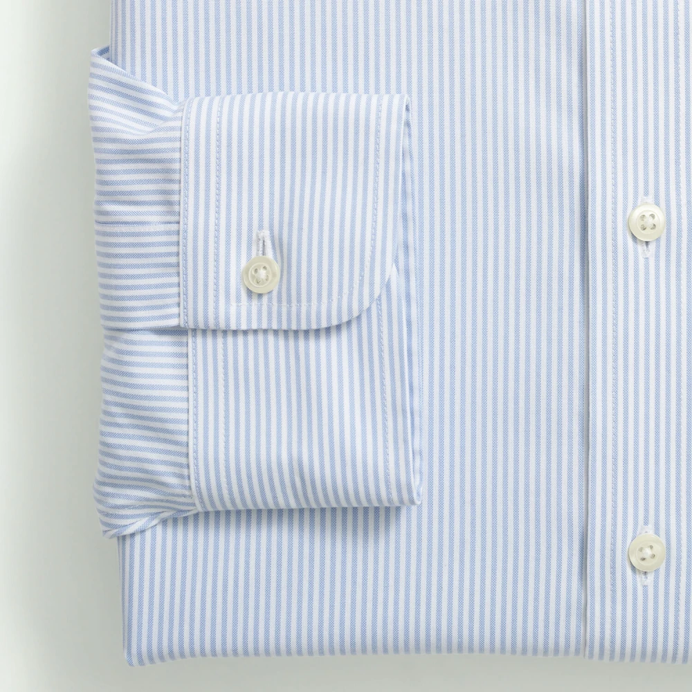 Brooks Brothers Slim Fit Non-Iron Gestreept Pinpoint Overhemd met knoopsluiting Blue Heren