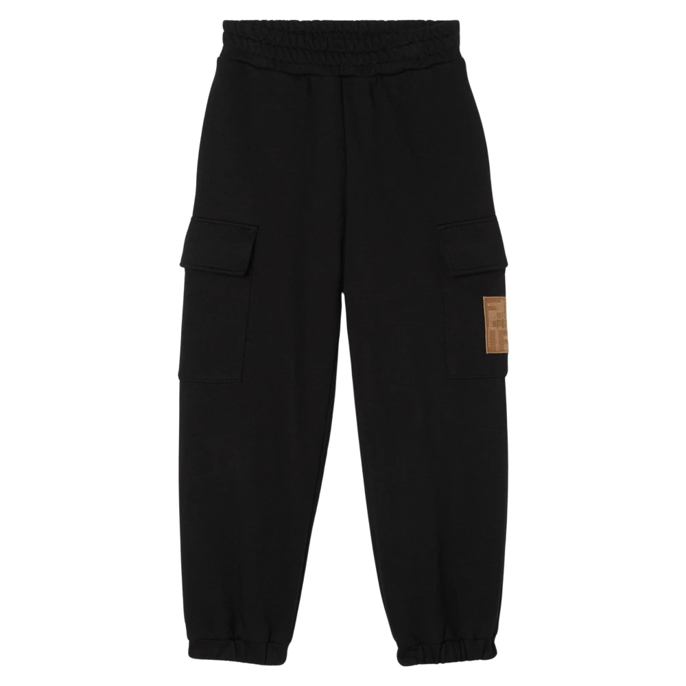 Fendi Unisex Kids Black Sweatpants, 4 Y, Jersey Fleece Cargo Trousers