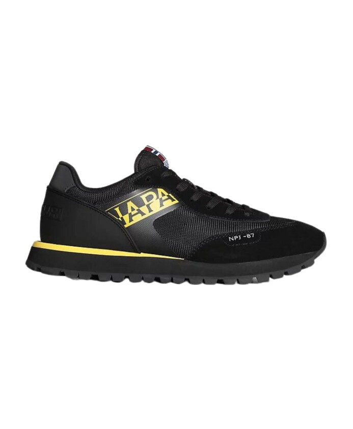 sneakers-cuir-tissu-noir