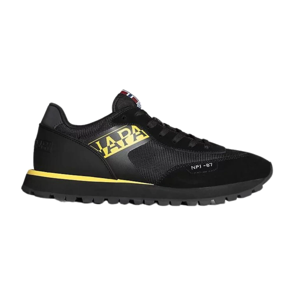 Napapijri Zwarte Leren/Stoffen Sneakers Heren Schoenen
