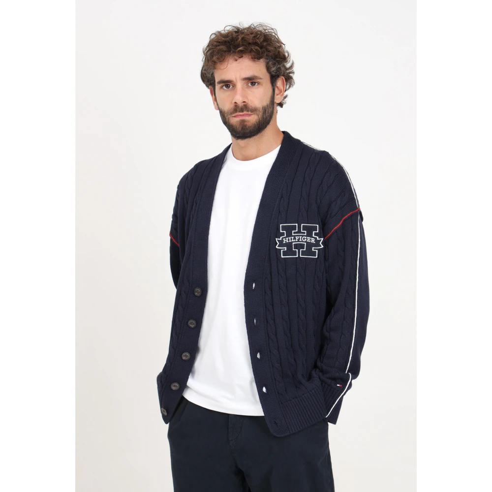 Tommy Hilfiger Blauwe Heren V-hals Vest Blue Heren