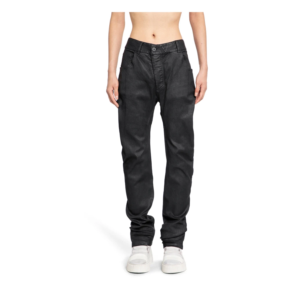 Boris Bidjan Saberi Zwarte Coated Denim Jeans Black Dames