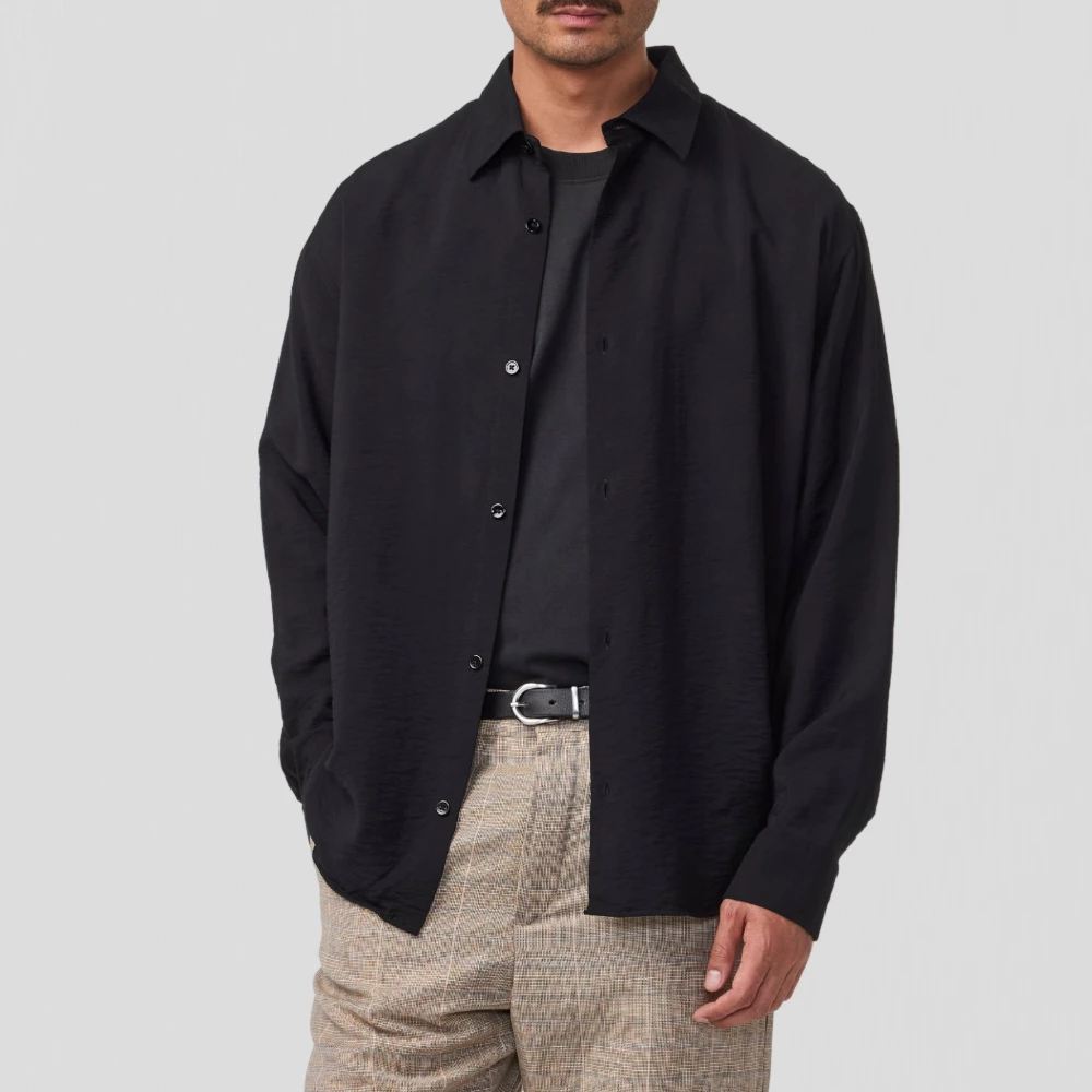 Nn07 Zwarte Twill Overhemd met Bedrukte Artwork Black Heren