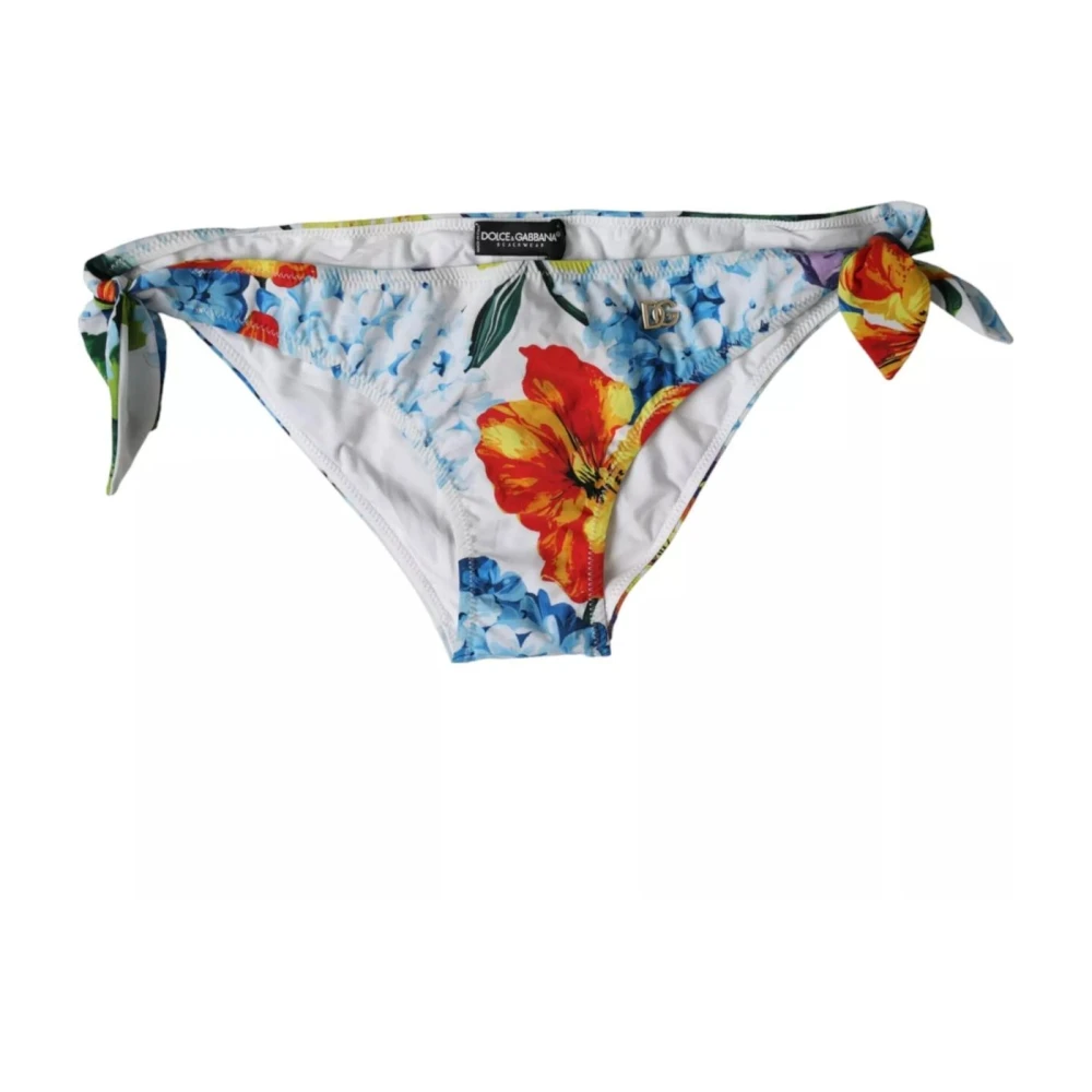 Dolce & Gabbana Women's White Floral Print Tieside Bikini Bottoms