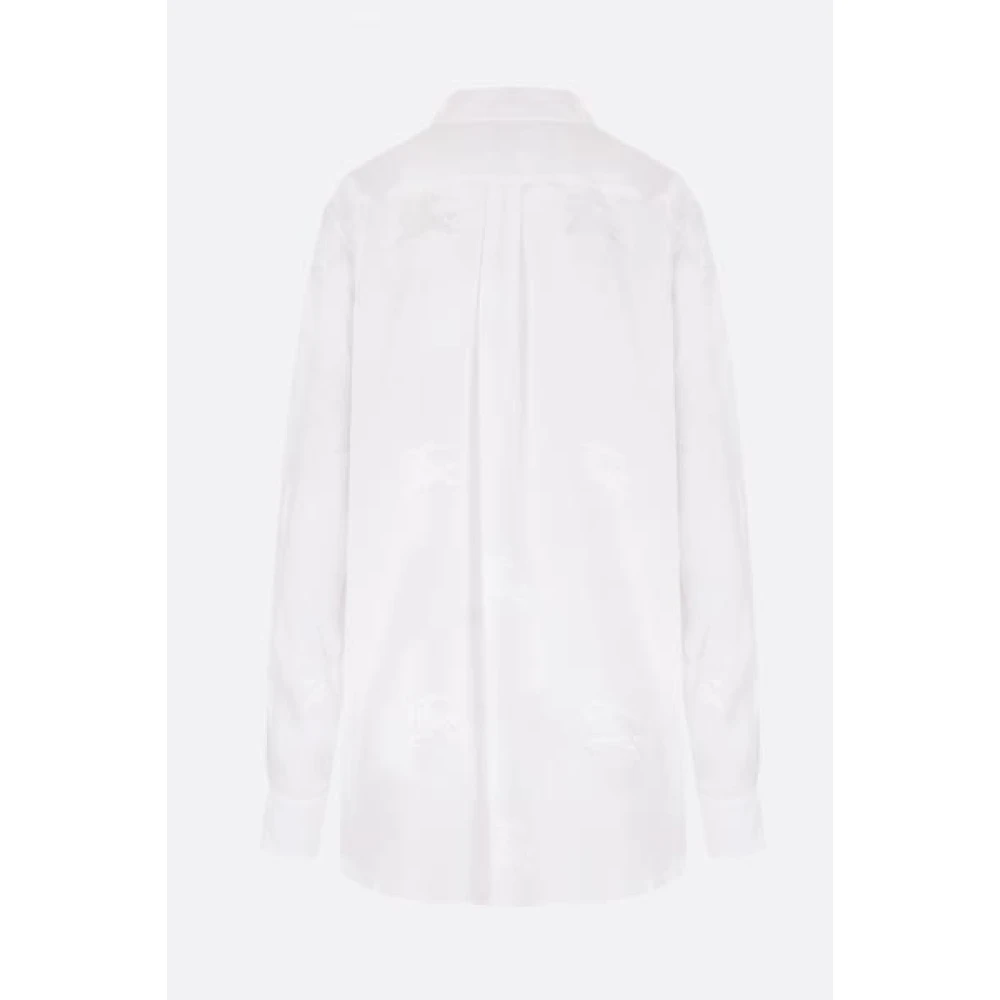Burberry Losvallende Zijden Satijnen Jacquard Overhemd White Dames