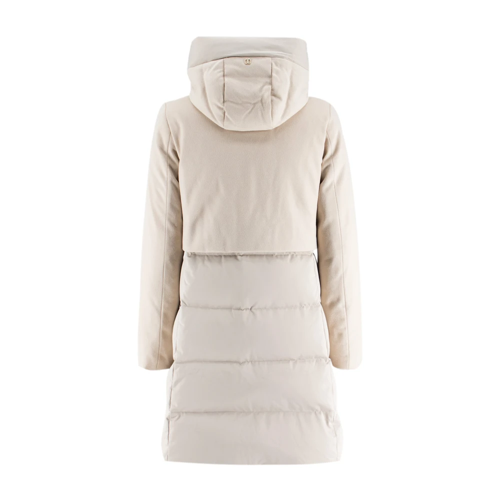 Duno Bi-materiaal Wol Donsjas Beige Dames
