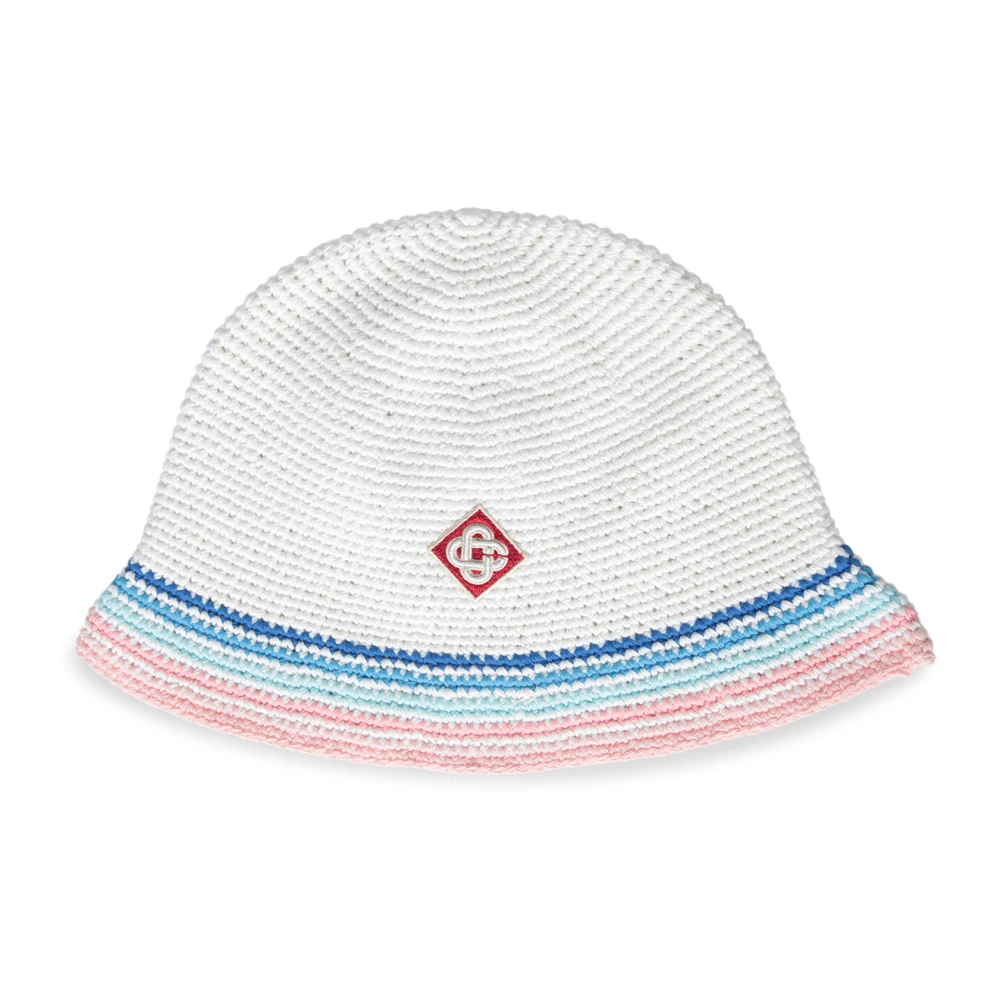 Casablanca Gestreepte Katoenen Beanie in Wit White Unisex