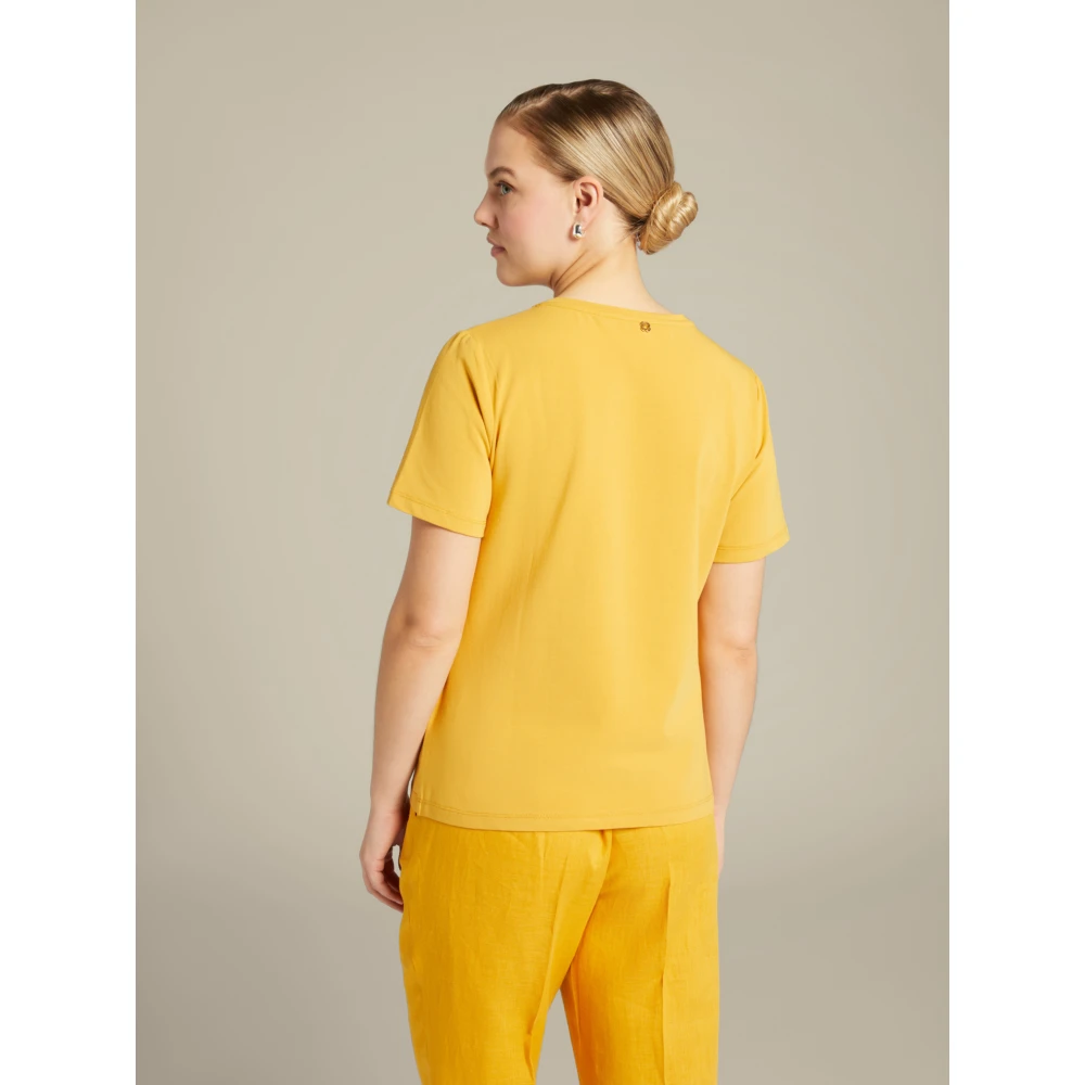 Elena Mirò Geborduurd T-shirt met kralen Yellow Dames