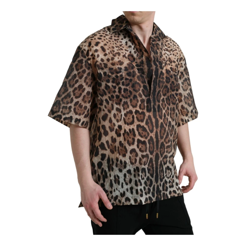Dolce & Gabbana Luipaardprint Knoopsluiting Shirt Multicolor Heren