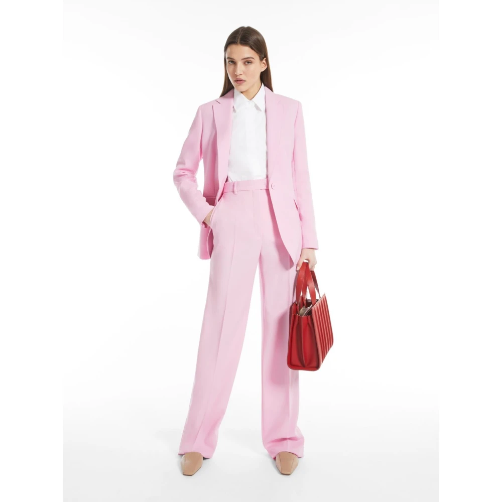 Max Mara Rechte pijp wollen satijnen broek Pink Dames