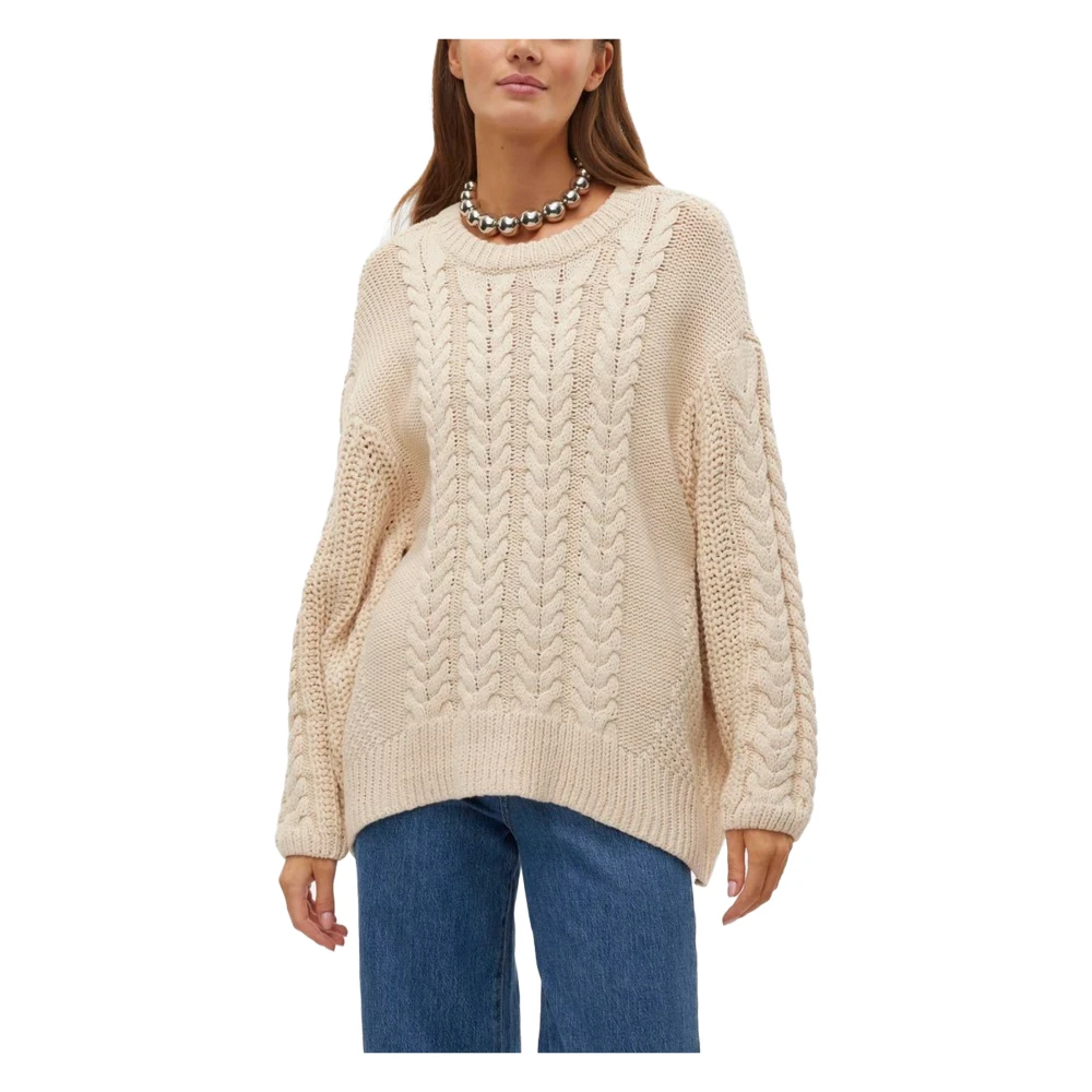 Vero Moda Beige Gebreide Ronde Hals Trui Beige Dames