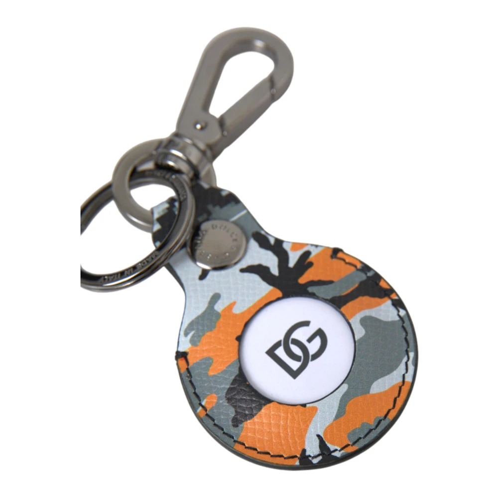Dolce & Gabbana Camouflage Leren Sleutelhanger Ronde Metaal Multicolor Heren