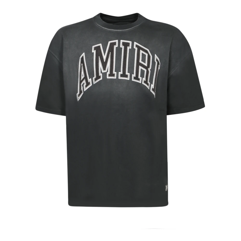 Amiri Zwarte Crewneck Patch T-shirts en Polos Black Heren