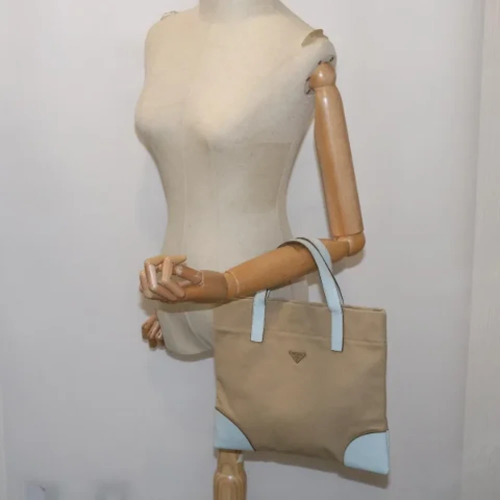 Prada Vintage Pre-owned Canvas prada-bags Beige Dames