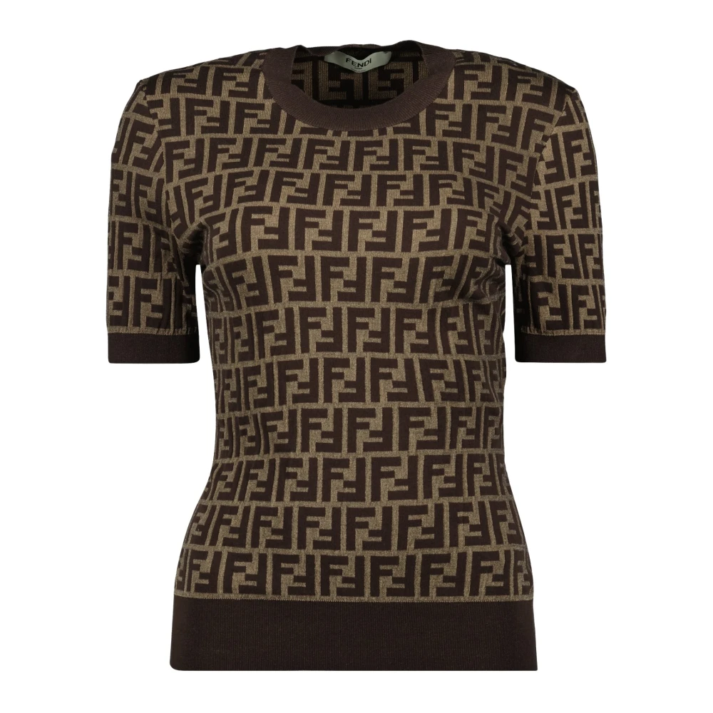 Fendi Women's Brown Cotton Slim Fit Jumper
