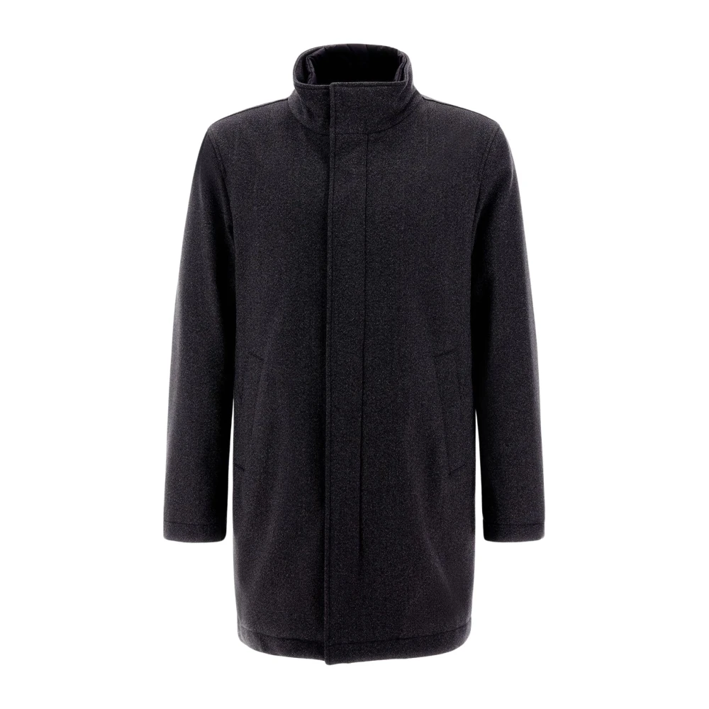 Herno Tweed wollen carcoat Black Heren