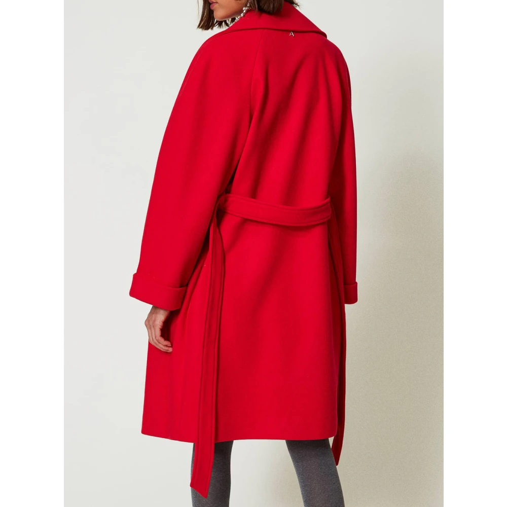 Actitude Rode Trenchcoat met Brede Revers Red Dames