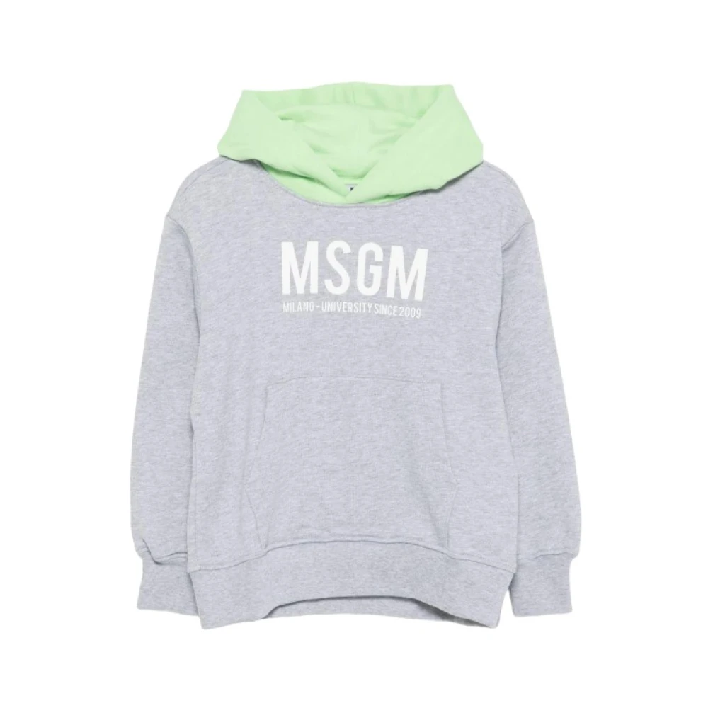 Msgm Gray Kids Sweatshirts, Male, 10 Y, Crewneck Sweatshirt