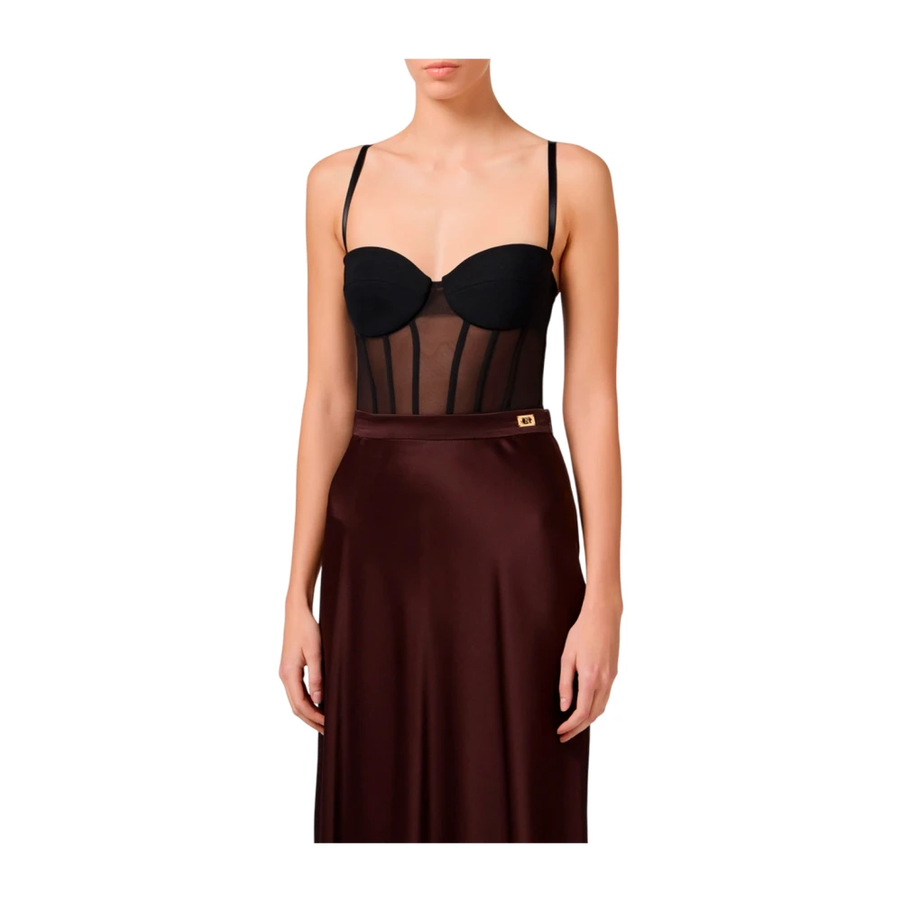 Elisabetta Franchi Gesculpteerd Bustier Lingerie met Doorschijnende Details Black Dames