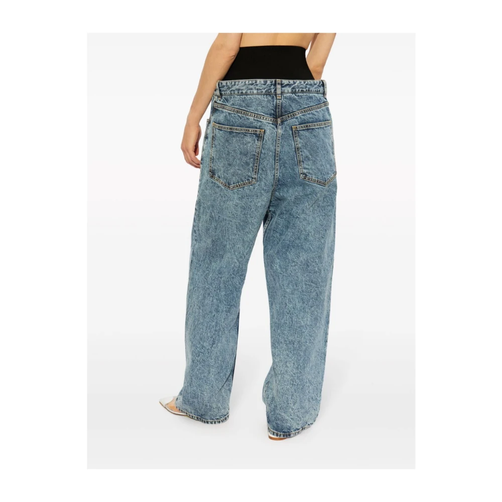 Alaïa Blauwe Katoenmix Straight Leg Jeans Blue Dames