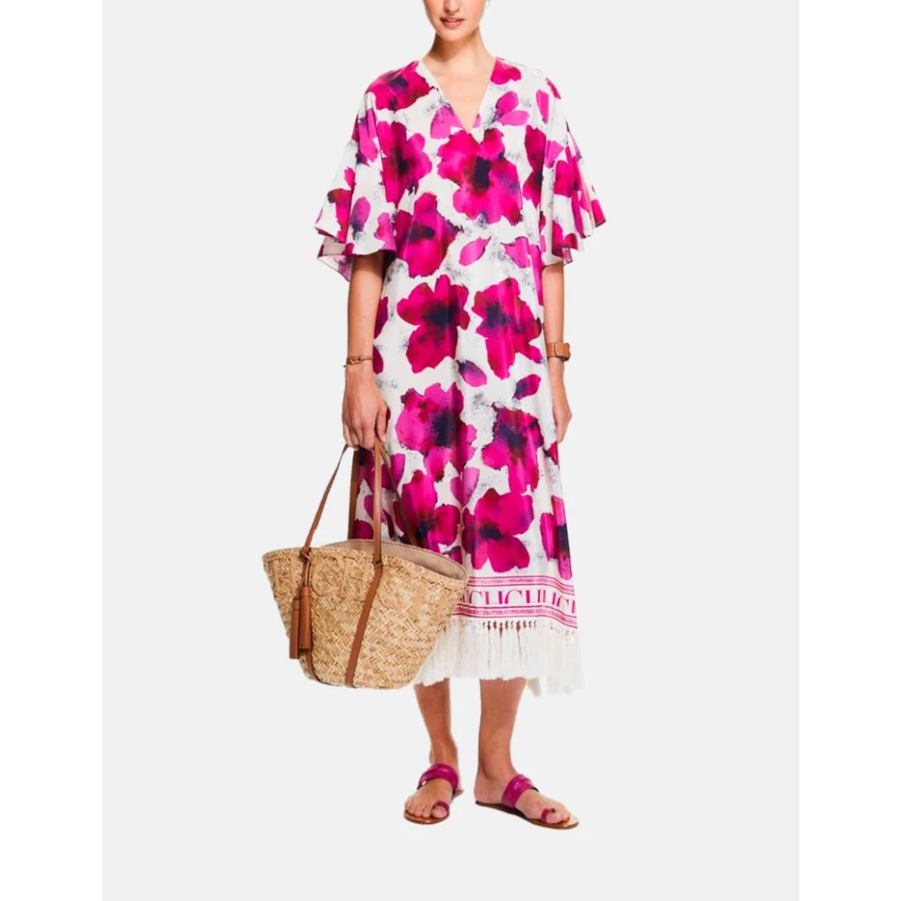 Carolina Herrera Zijden Caftanjurk Arty Flowers Multicolor Dames