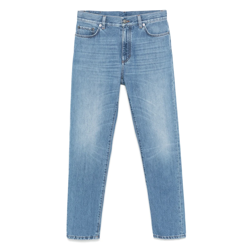 Ermenegildo Zegna Stad Katoenen Jeans met Leren Logo Blue Heren