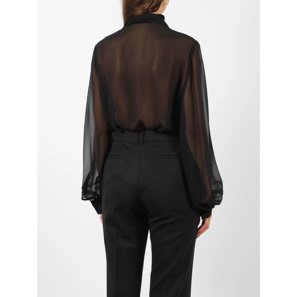 P.a.r.o.s.h. Crepe Effect V-Hals Blouse Black Dames
