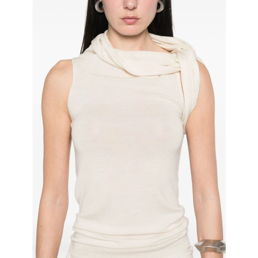 Rick Owens Asymmetrische Top zonder Mouwen met Halslijn Beige Dames