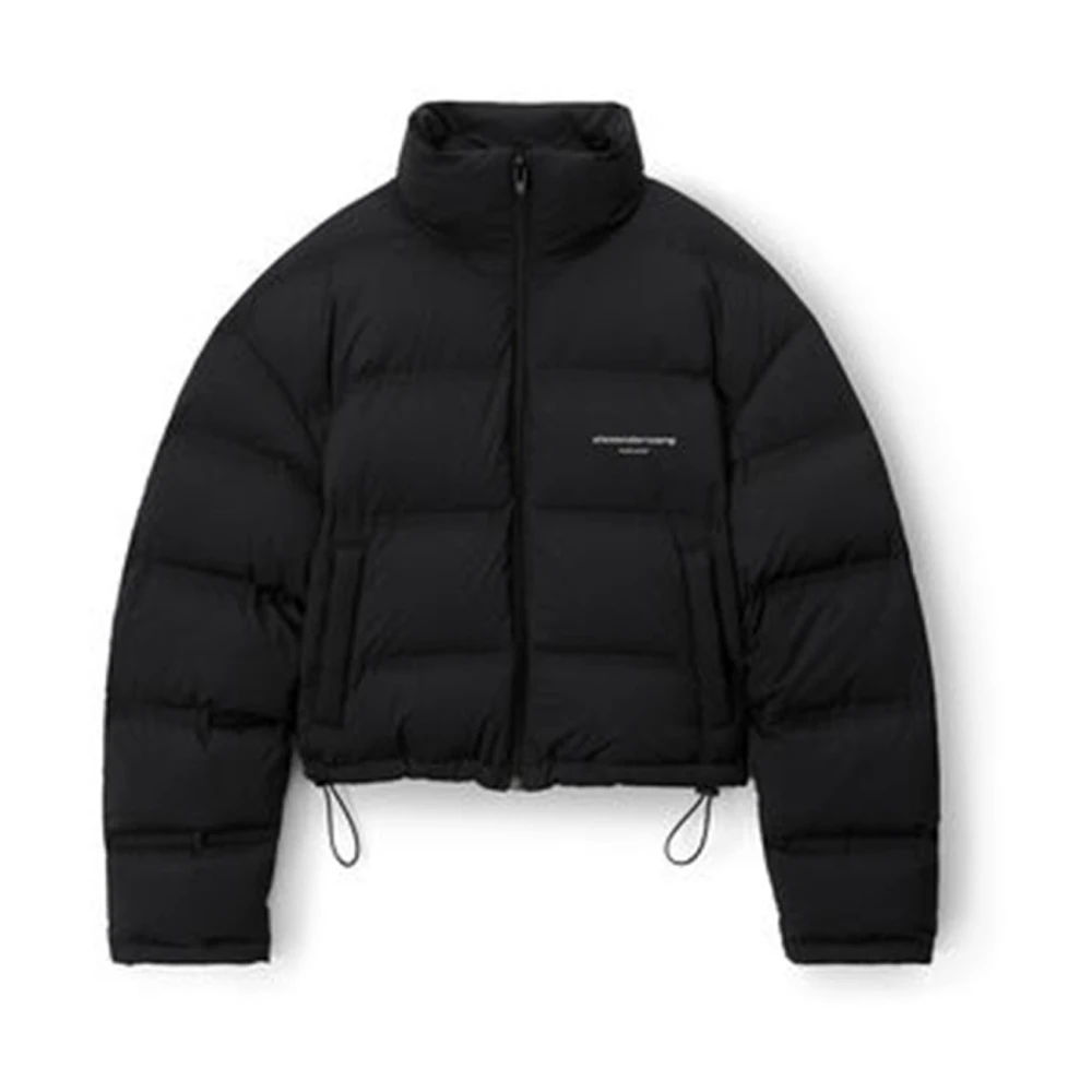 Alexander wang Zwarte Gewatteerde Jas met Logo Black Dames