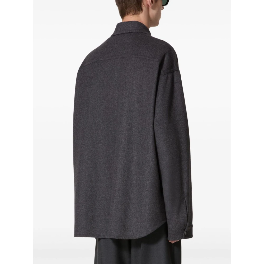 Valentino Garavani Grijze Wol Oversized Jas Gray Heren