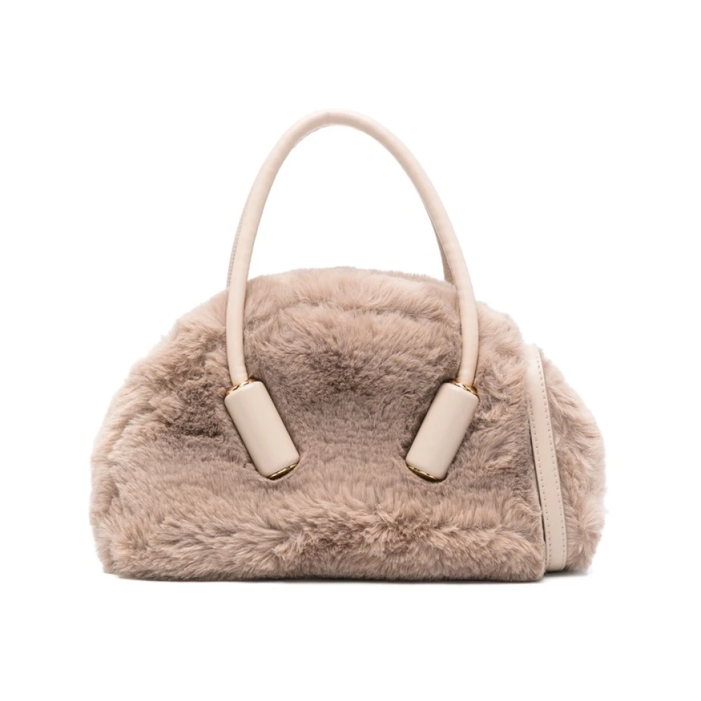 THEMOIRè Faux-Bont Handtas met Faux-Leren Afwerking Beige Dames