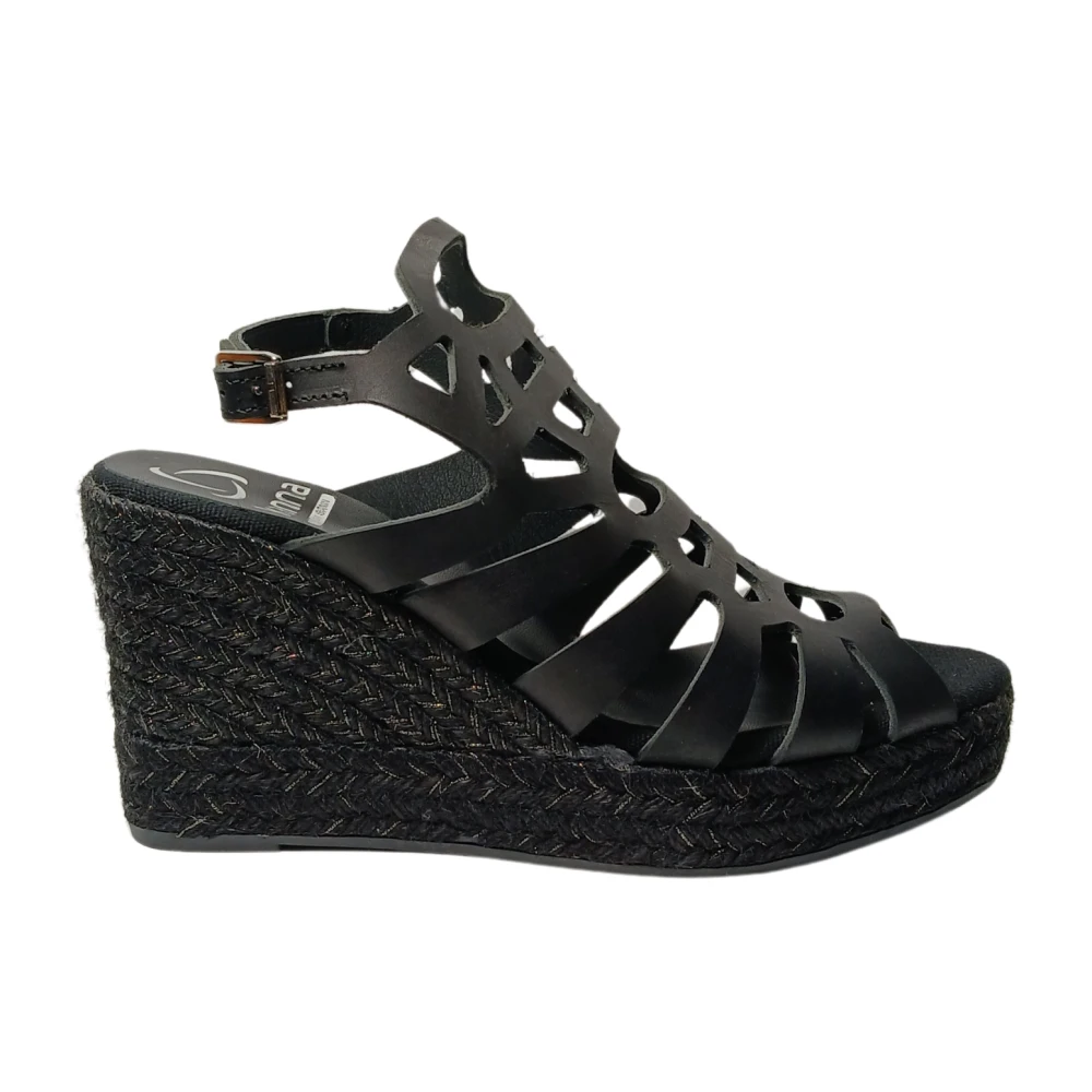 Kanna Women's Black Wedge Sandal - Wedges - 5 Uk - Shoes