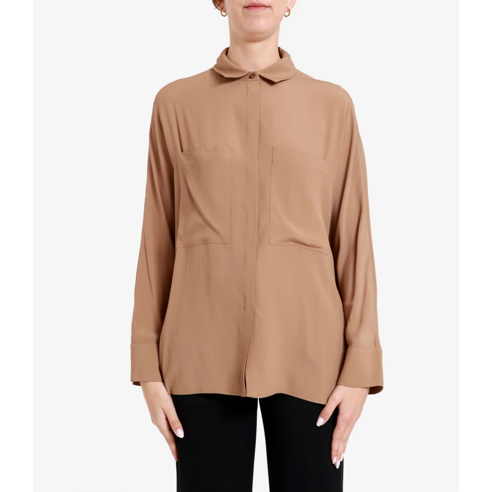 Semicouture Oriana Crepe de Chine Shirt Brown Dames
