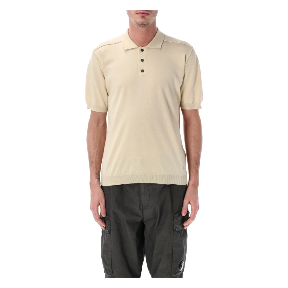 C.p. Company Men's Beige Polo Shirts, M, S/S Polo Jumper