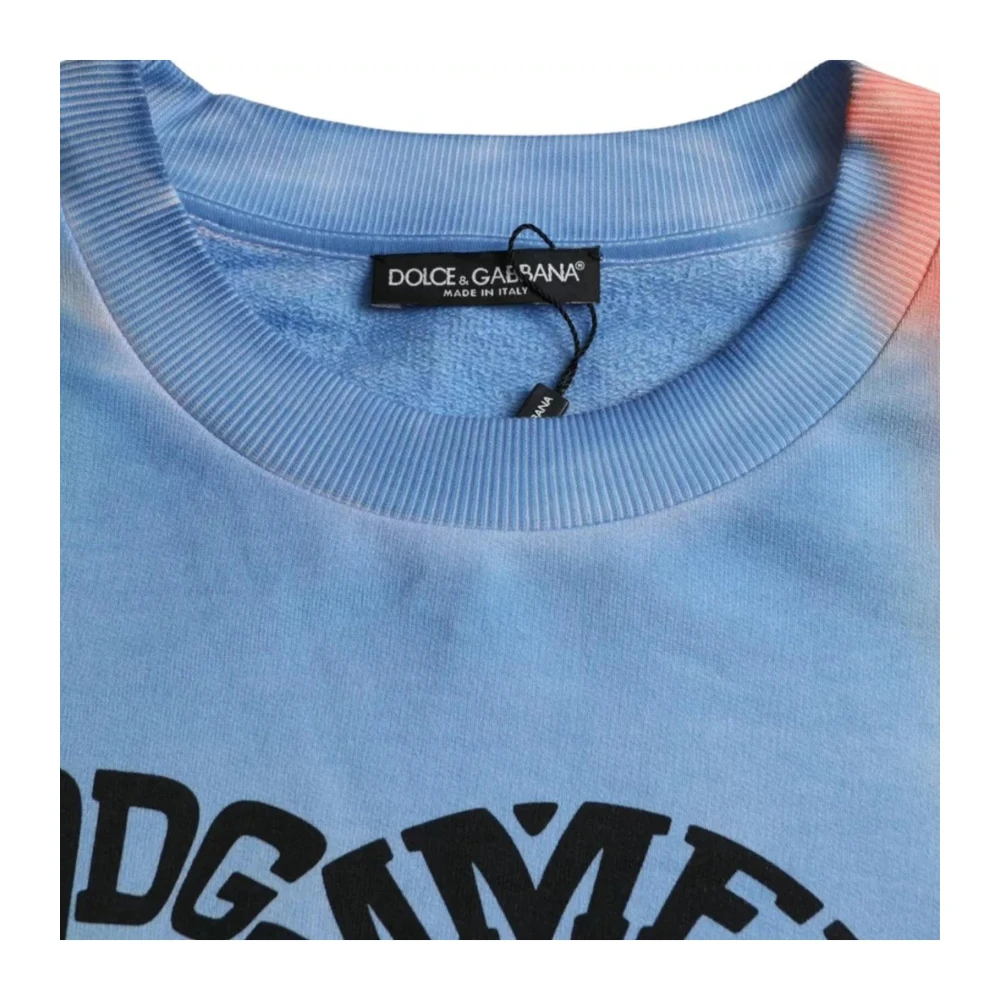 Dolce & Gabbana Multicolor Katoen Logo Crew Neck Sweater Multicolor Heren