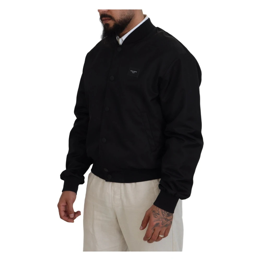 Dolce & Gabbana Zwarte Logo Bomber Jas Black Heren