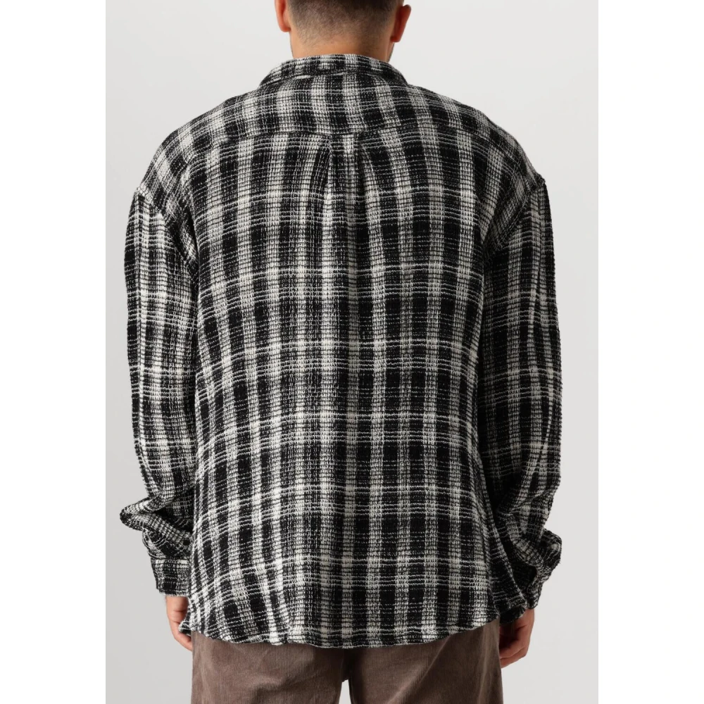 Anerkjendt Geruite Structuur Overshirt voor Mannen Black Heren