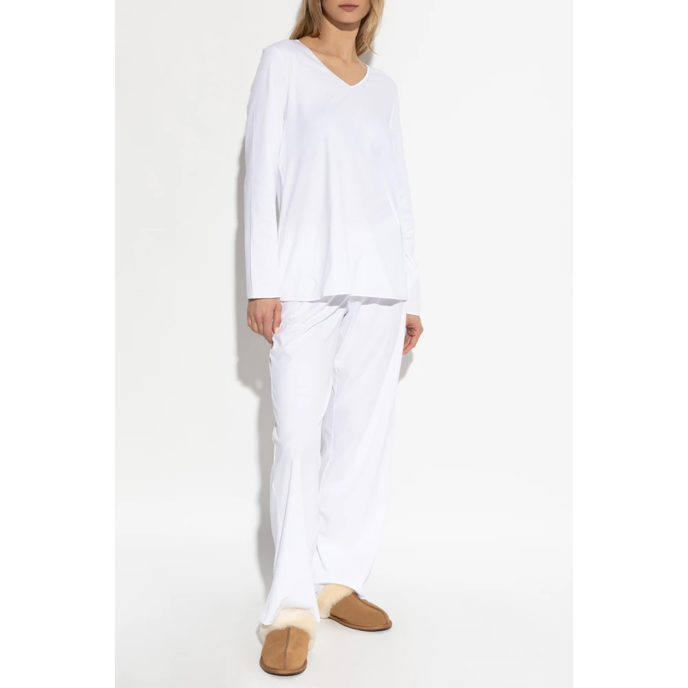 Hanro Pyjama Katoen Zijde White Dames