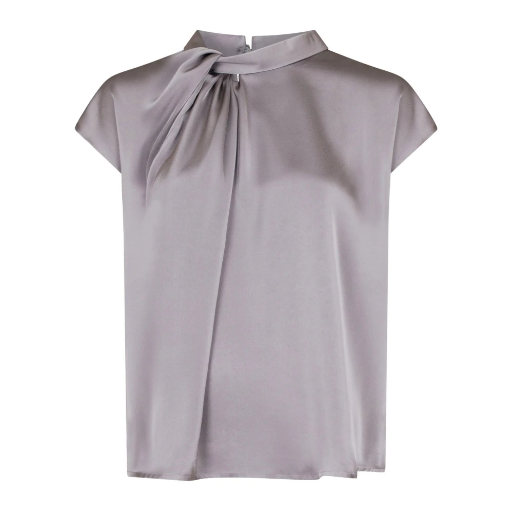 NEO NOIR Elegante Gedrapeerde Satijnen Blouse Gray Dames