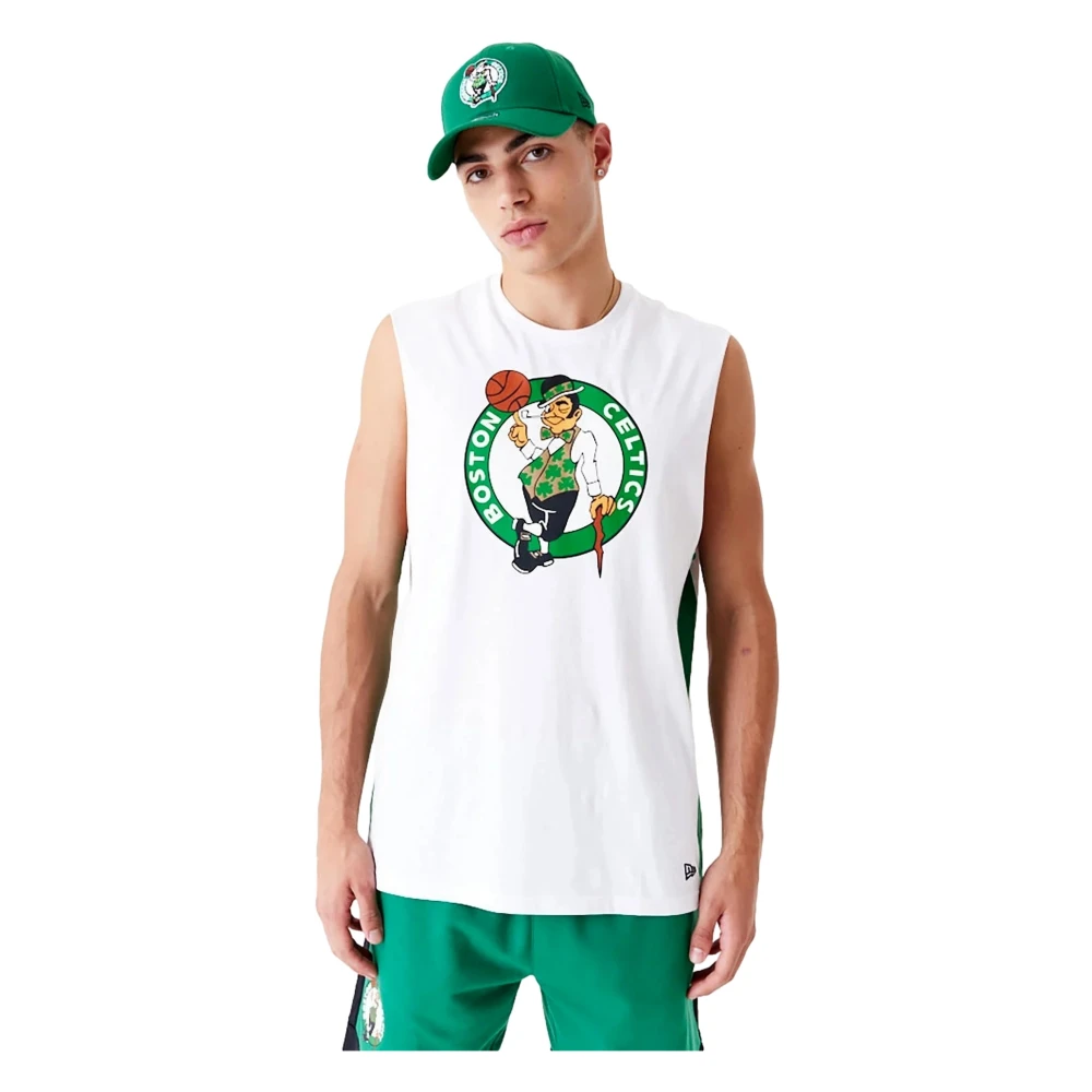 New era Celtics Kleurblok Mouwloos T-shirt White Heren