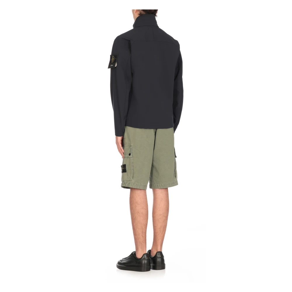 Stone Island Blauwe Hoodie met Ritssluiting Blue Heren