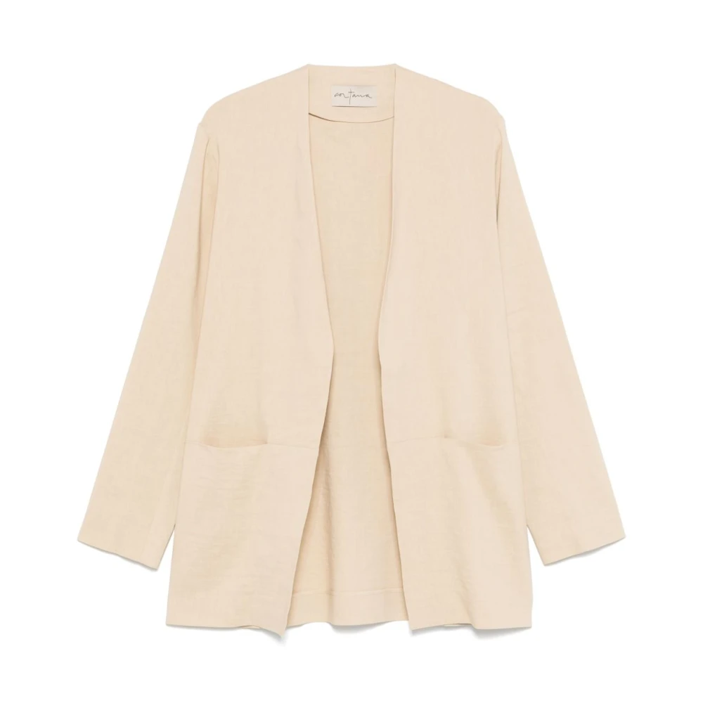 Cortana Beige Open Front Jas met Zakken Beige Dames