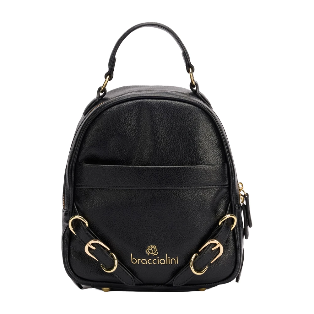 Braccialini Polyester rugzak met gouden details Black Dames
