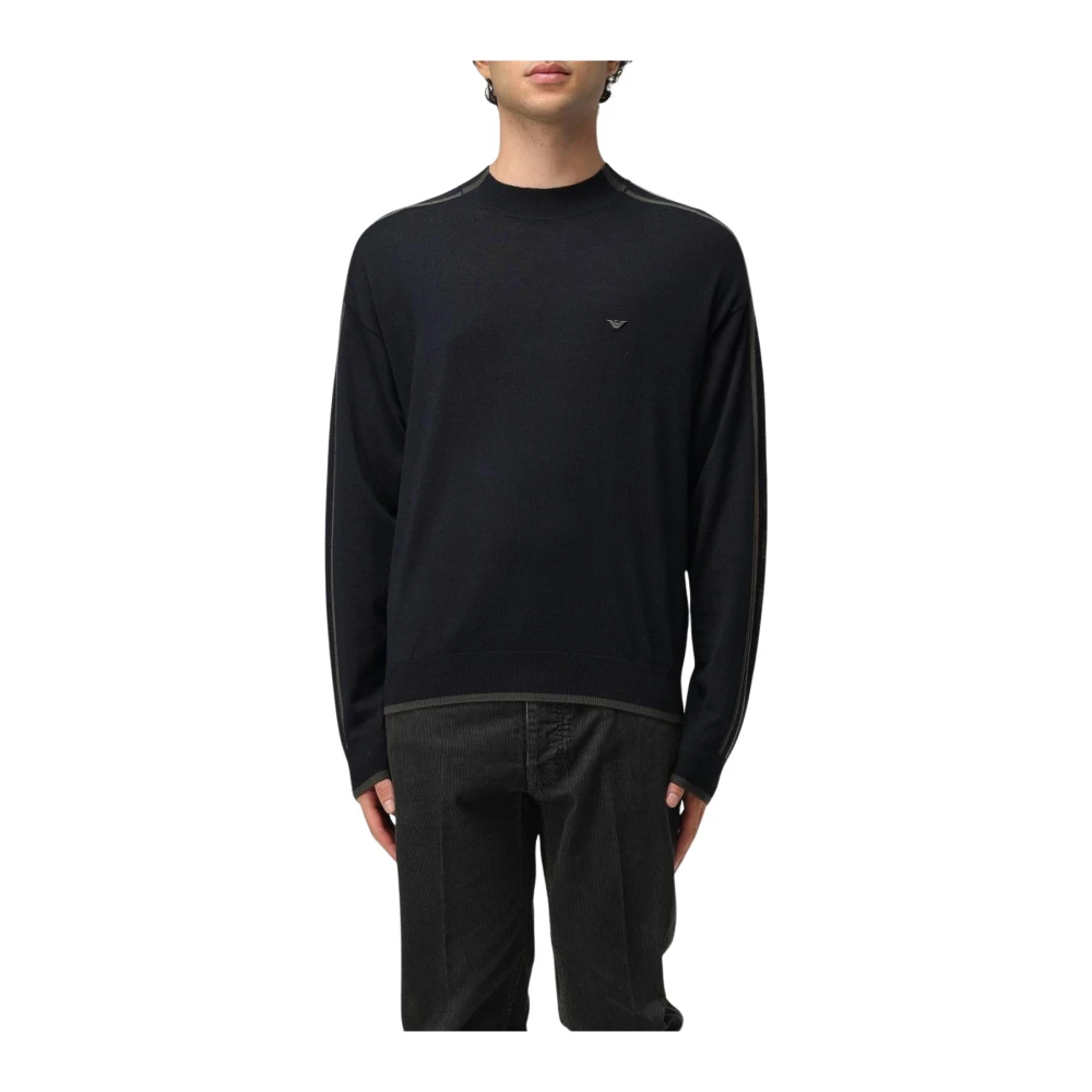 Emporio Armani Uomo Blu Fine Knit Crew Neck Sweater