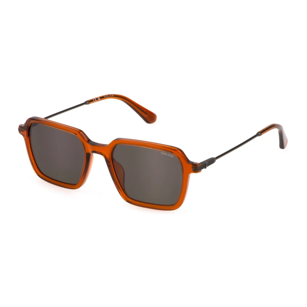 Police Unisex Orange Sunglasses, 52 Mm, Octane 7 Sunglasses Brown /Smoke