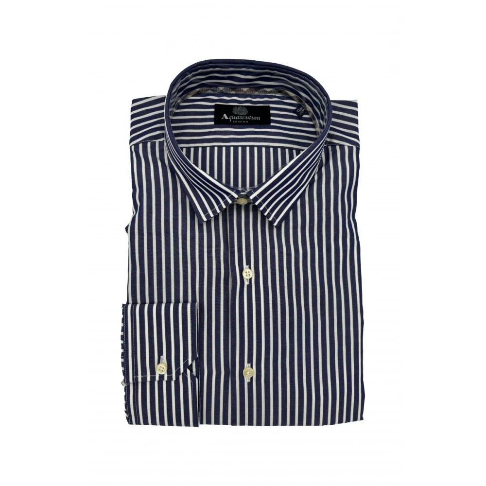 Aquascutum Blauw Herenoverhemd 100% Katoen Blue Heren