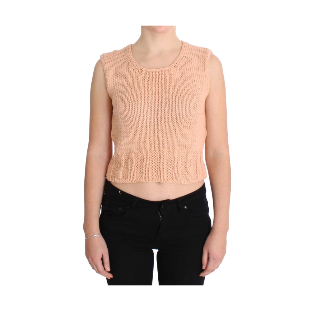 Pink Memories Elegante Roze Gebreide Vest Zonder Mouwen Pink Dames